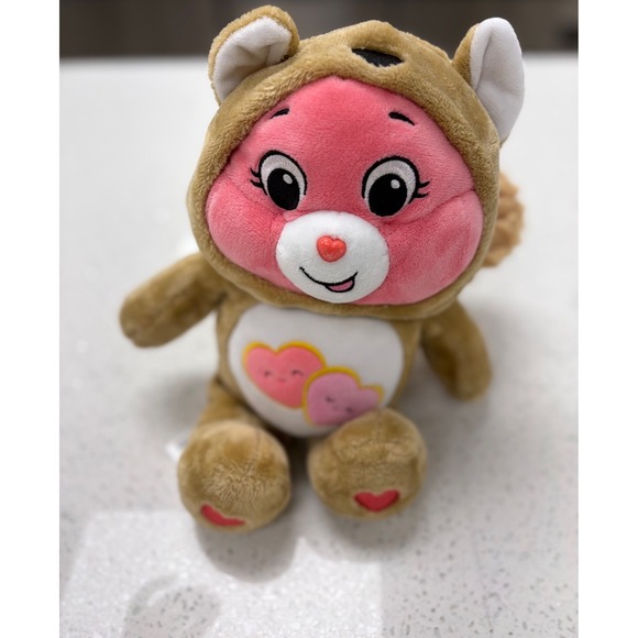 Care Bears Other - Care Bears Love-a-Lot Bear Plush in Squirrel Costume Pink Brown Stuffed Animal